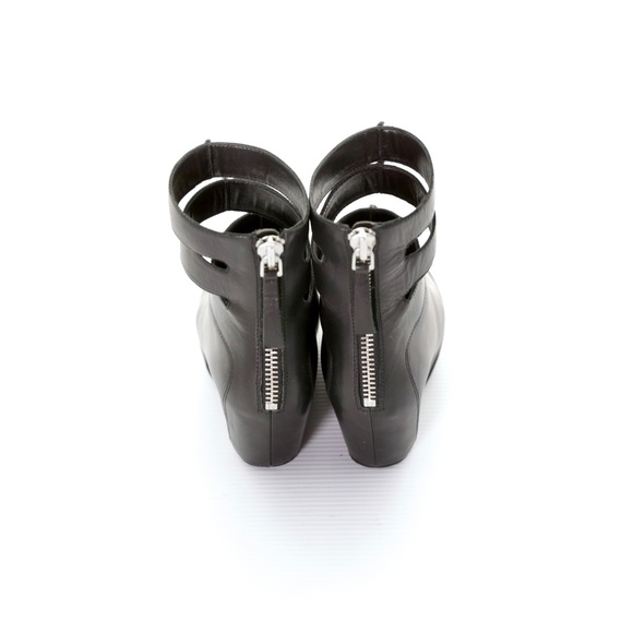 Camilla Skovgaard Black Leather Wedge Cage Platform Ankle Boots 7.5M Rare Mod - Picture 4 of 8